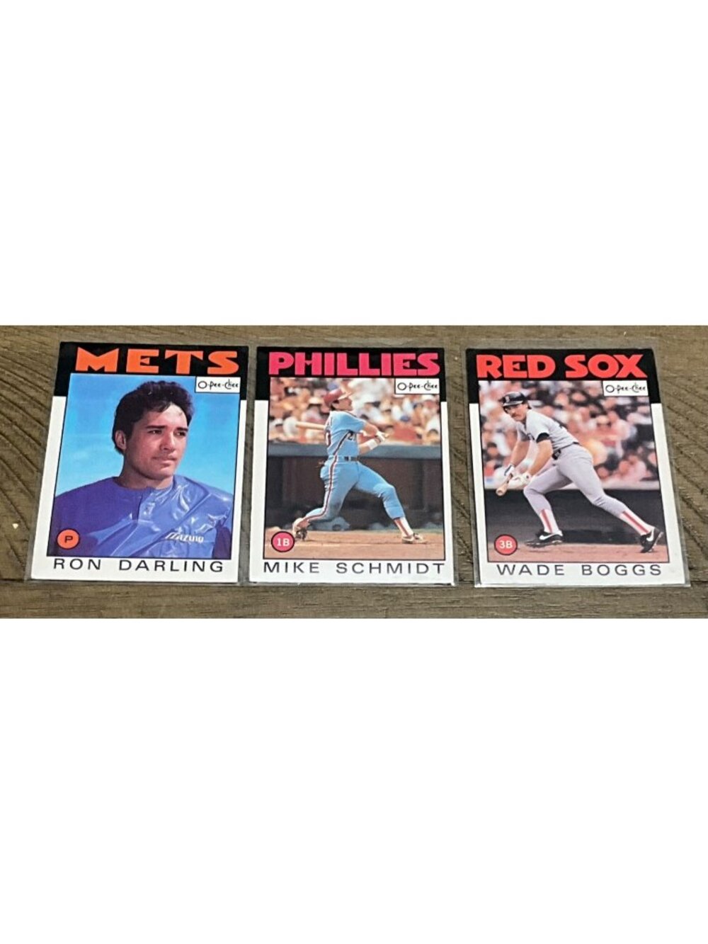 OPC 1986 Baseball Cards Wade Boggs Mike Schmidt Ron Darling Lot of 3